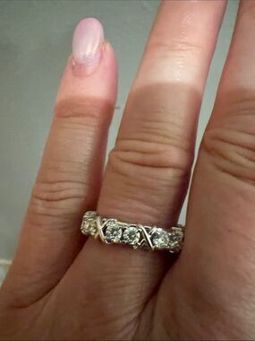 CLASSIC 1.23 ct Moissanite Eternity Silver Band size 7